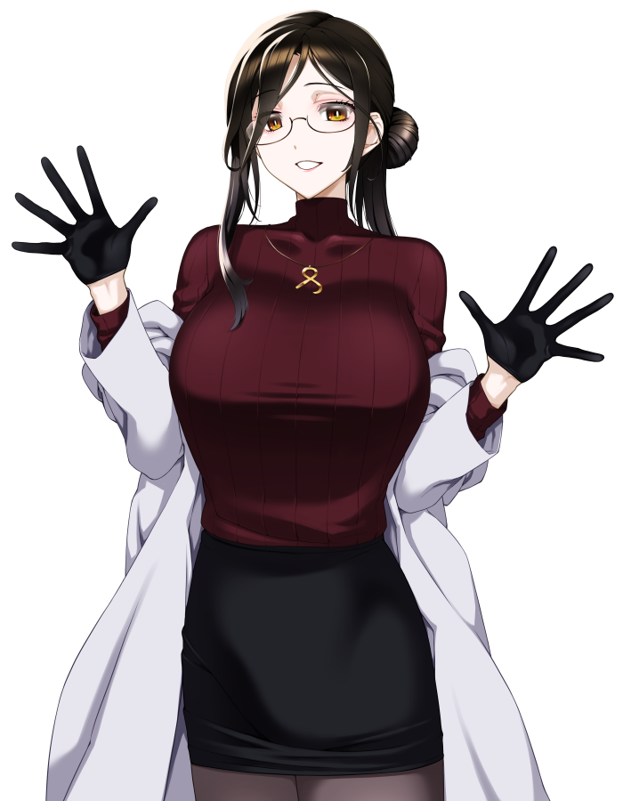 彩虹社、白雪巴 1名女孩 黑色手套 乳房 棕发 外套