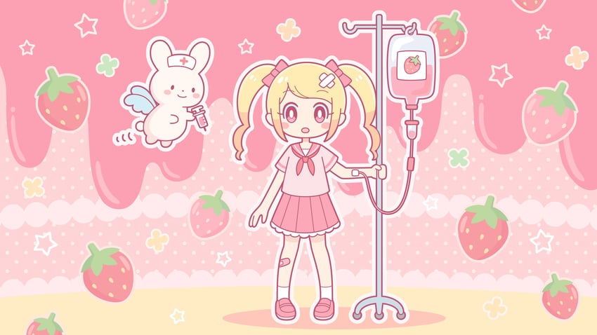 原创 1名女孩 天使翅膀 动物 手臂放在侧边 金发
