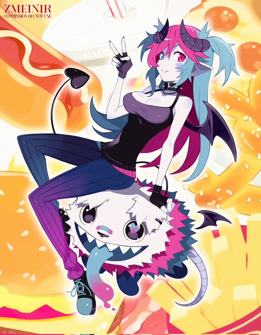 个人势虚拟主播、弗里姆 (VTuber) 1名女孩 黑瞳 黑色背心 蓝眼 蓝发