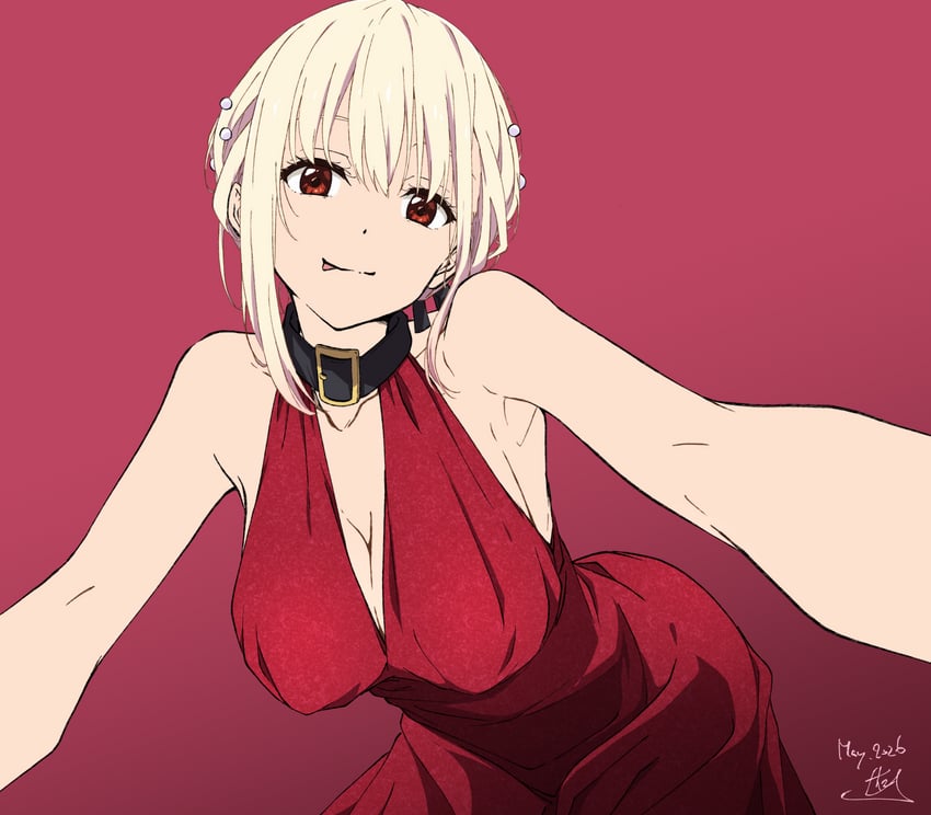莉可丽丝、锦木千束 1名女孩 :p 黑领 金发 乳房
