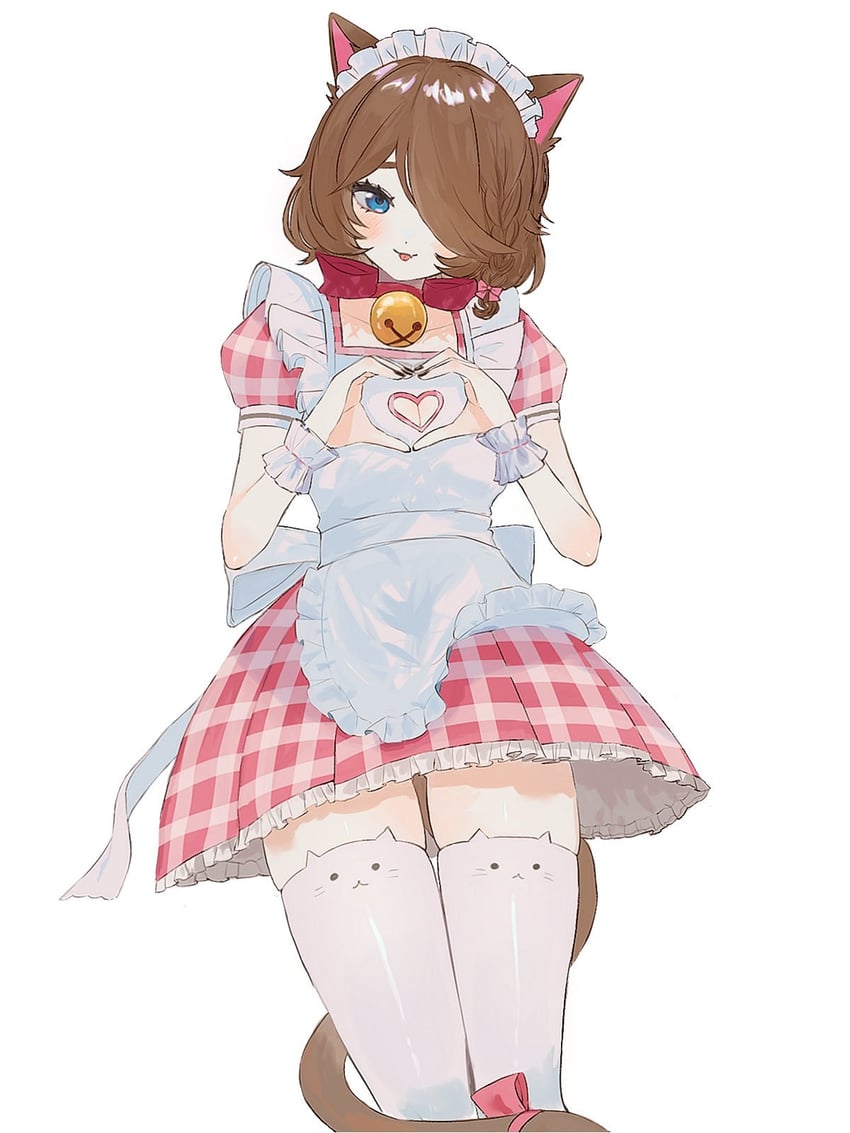 个人势虚拟主播、Whimzee (Vtuber) 1名女孩 兽耳 围裙 铃铛 蓝眼