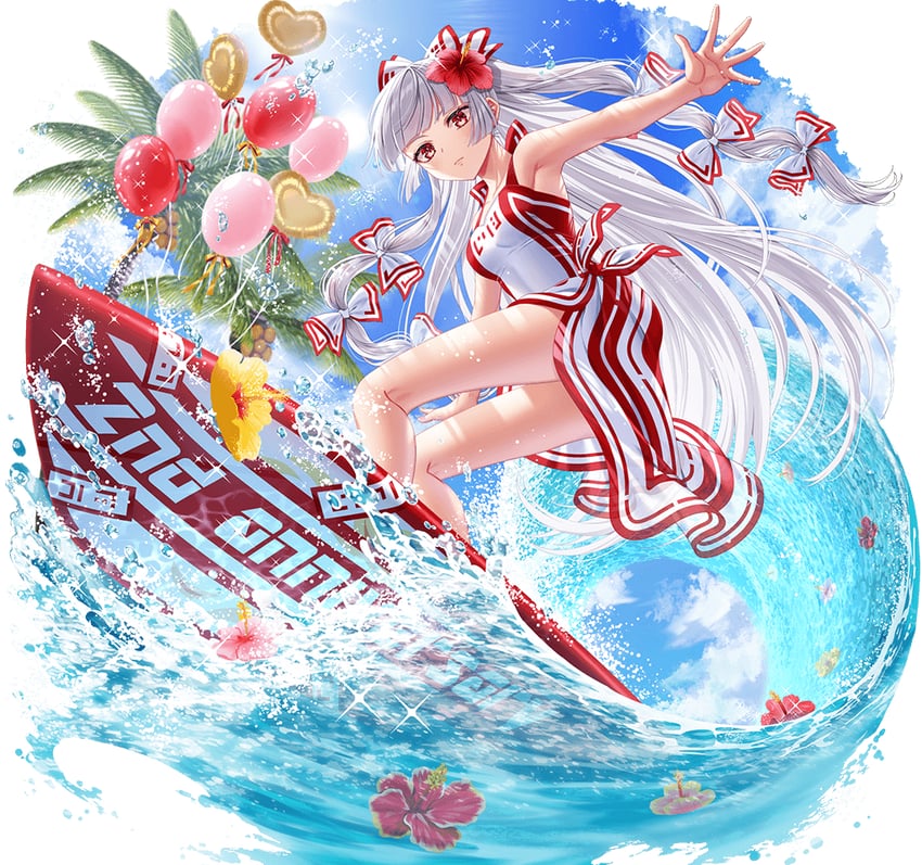 东方Project、东方阿尔卡迪亚记录、藤原妹红 1名女孩 替换服装 腋下 气球 蓝天
