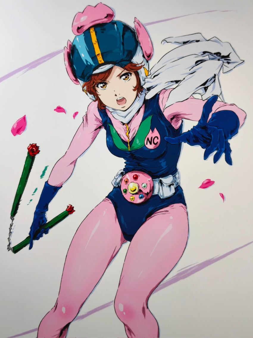ninja captor、hana nin captor 3、sakurakouji maria 1名女孩 腰带 腰包 黑色手套 黑色紧身连体衣