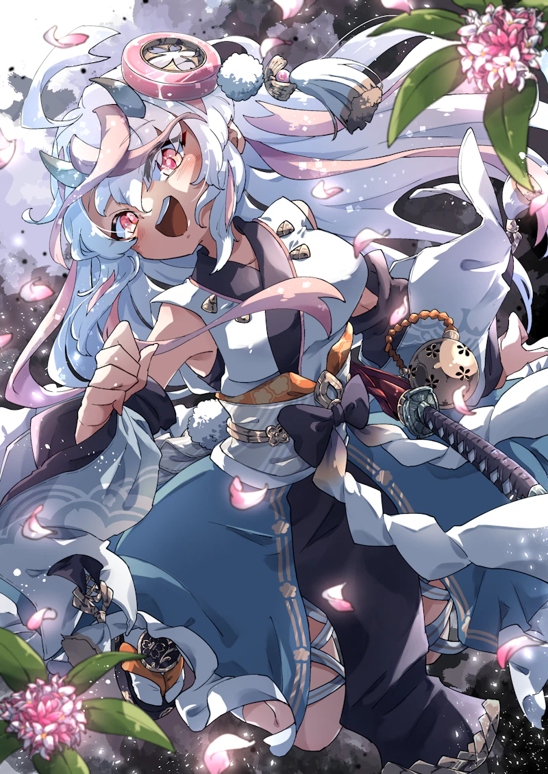 原创 1名女孩 :D 呆毛 手臂放在侧边 蓝色连衣裙
