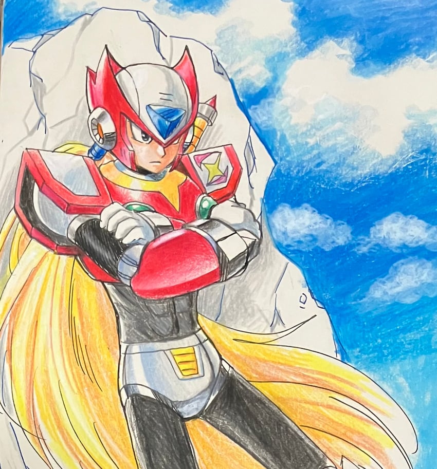 洛克人系列、洛克人X系列、Zero(洛克人) 1名男孩 铠甲 金发 胸口宝石 牛仔镜头