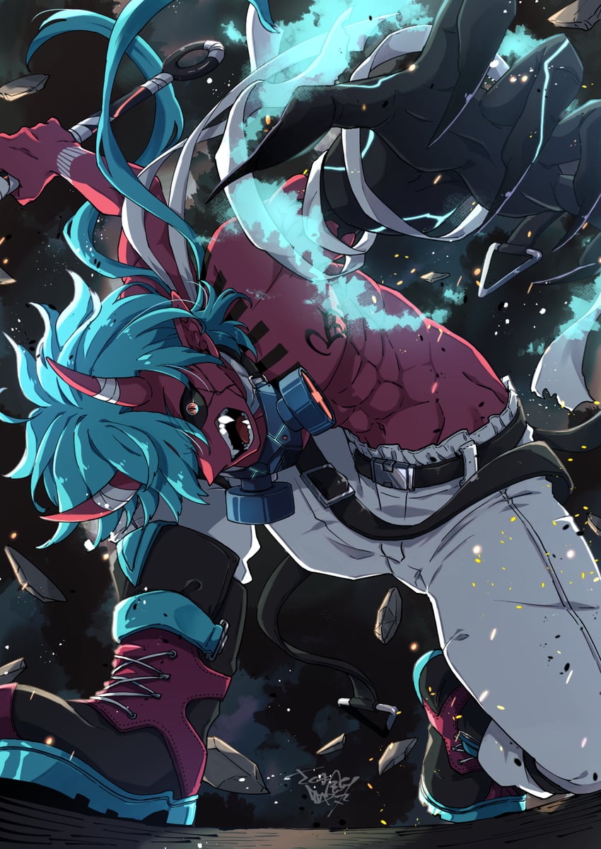 原创 1名男孩 腹肌 生气 水色瞳 水色发