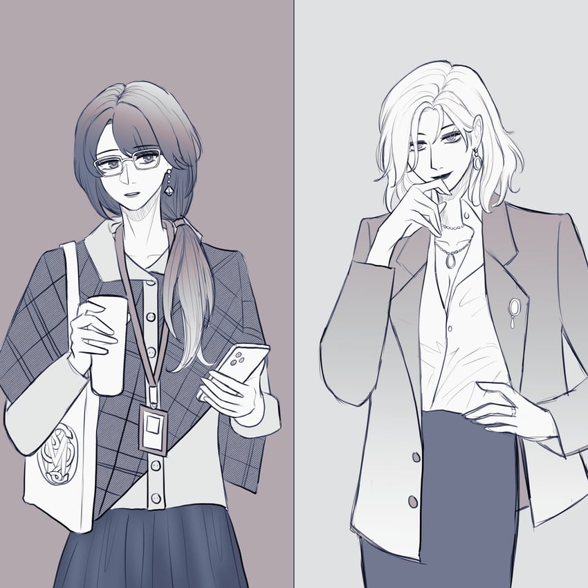 无期迷途、局长 (无期迷途)、女局长 (无期迷途) 2名女孩 包 戴眼镜的 杯子 耳环