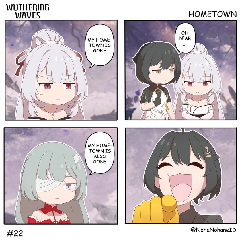 宝可梦、精灵宝可梦 (动画)、宝可梦：地平线 3人女子 四格漫画 猫脸笑 :D 黑色夹克