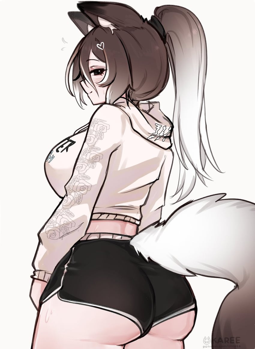 个人势虚拟主播、Okariin (Vtuber) 1名女孩 兽耳毛 兽耳 屁股 黑瞳