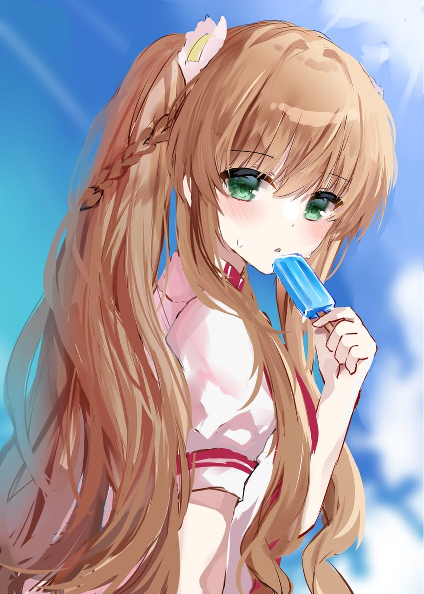 Rewrite、神户小鸟 1名女孩 不同发型 蓝天 脸红 辫子