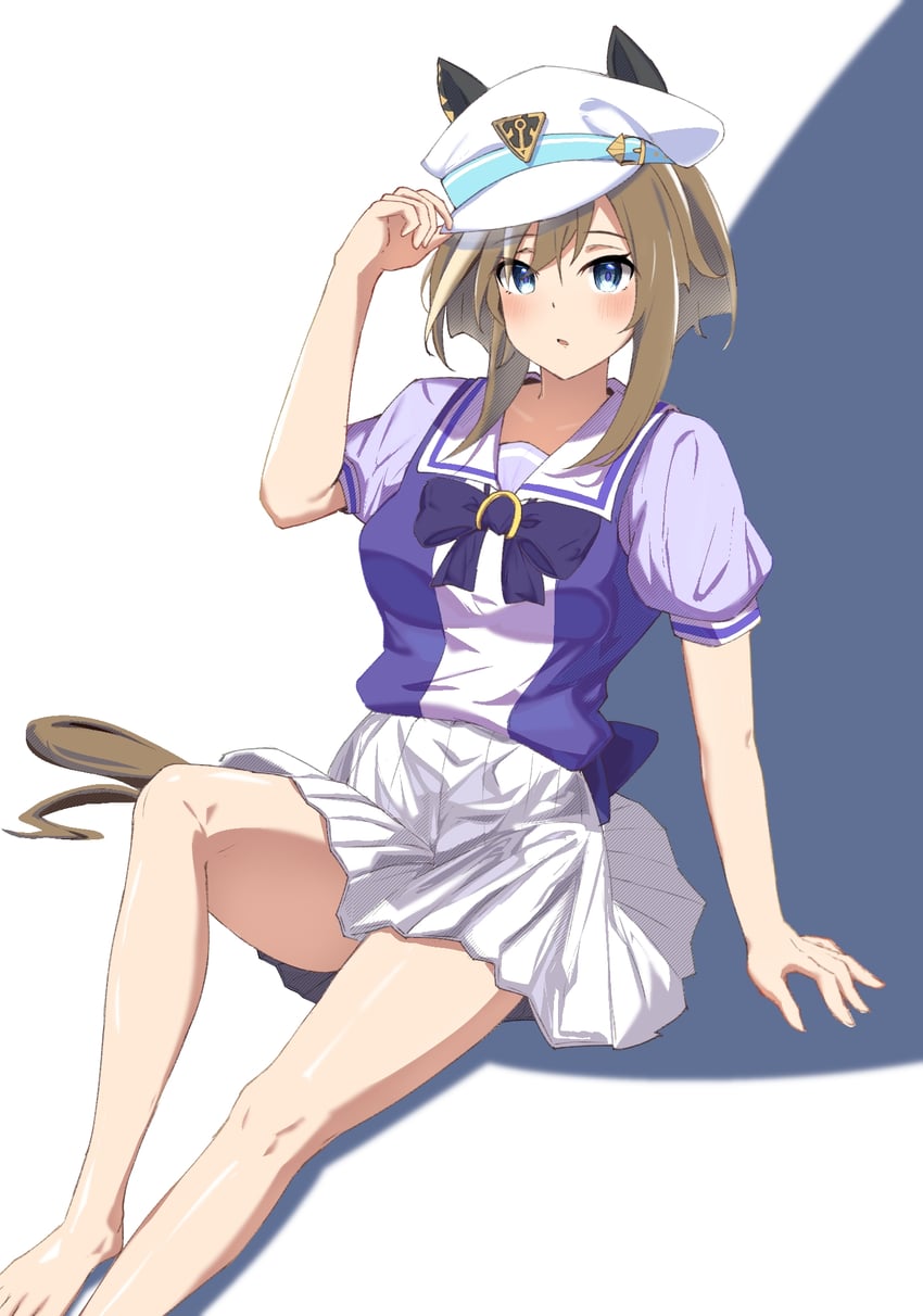 赛马娘、骏天宫 (赛马娘) 1名女孩 兽耳 蓝眼 脸红 蝴蝶结