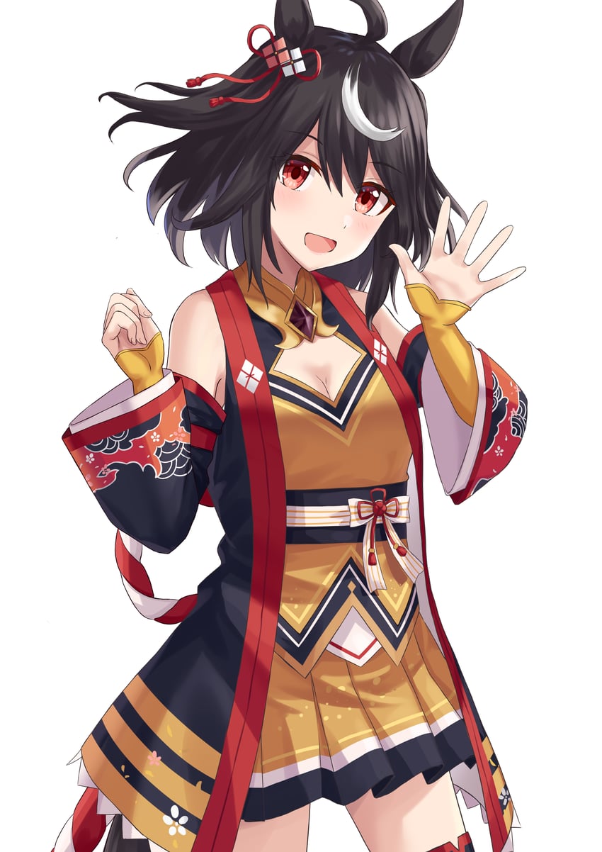 赛马娘、北部玄驹 (锦上之花) (赛马娘)、北部玄驹 (赛马娘) 1名女孩 呆毛 兽耳 黑色宝石 黑发