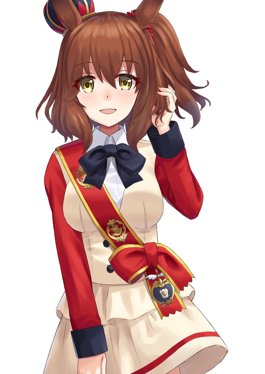 赛马娘、阿斯顿马酱 (Flare) (赛马娘)、阿斯顿马酱 (赛马娘) 1名女孩 兽耳 黑色蝴蝶结 黑色蝶形领结 脸红