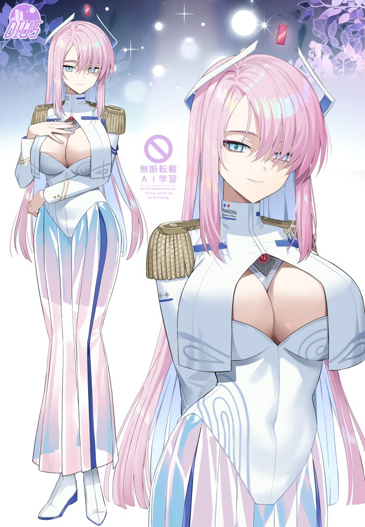 原创 1名女孩 饰绪 蓝发 乳房 乳沟