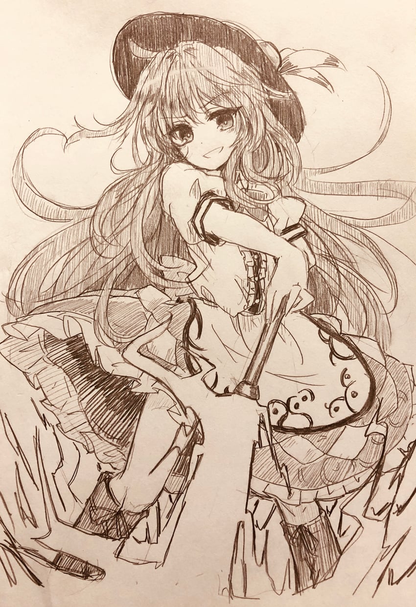 东方Project、比那名居天子 1名女孩 :D 呆毛 围裙 女式衬衫