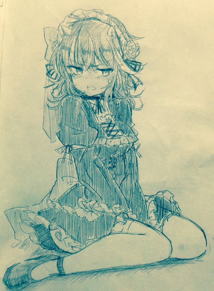 东方Project、鬼人正邪 1名女孩 替换服装 腿间 脸红 乳房
