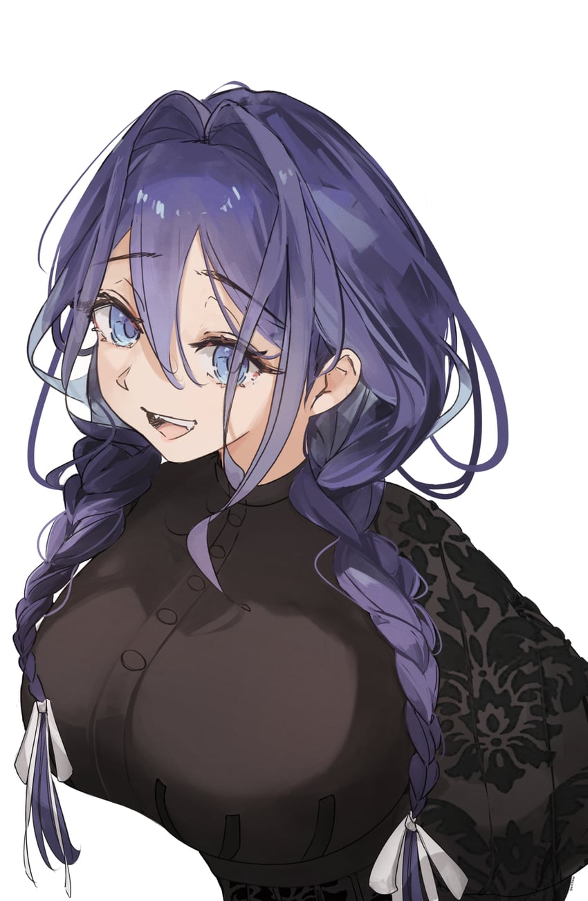 Hololive、Hololive英语、议会 (Kronii) 1名女孩 黑色连衣裙 蓝眼 蓝发 辫子