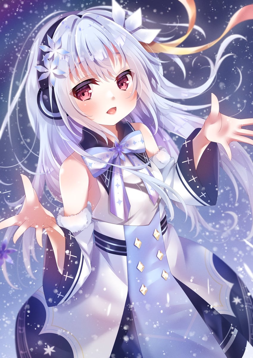 Hamidashi Creative、雪景四季 1名女孩 :D 露肩 蓝色蝴蝶结 蓝色领结