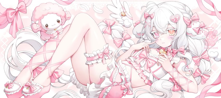 原创 1名女孩 兽耳 蝴蝶结 辫子 荷叶边