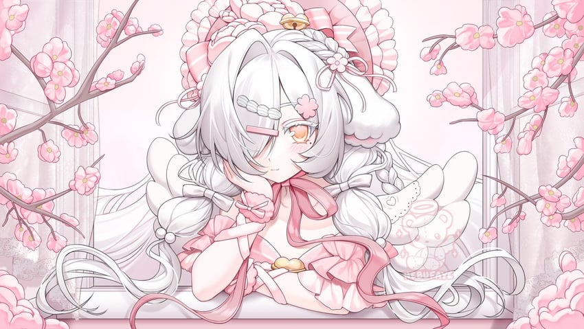 原创 1名女孩 兽耳 铃铛 软帽 蝴蝶结