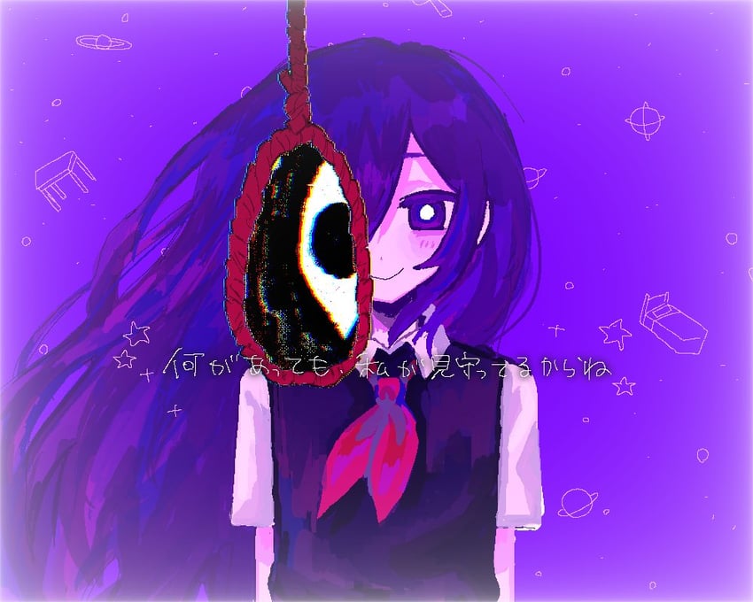 OMORI、Mari (Omori)、Mari (Omori) 1名女孩 脸红 闭嘴 有领衬衫 长发