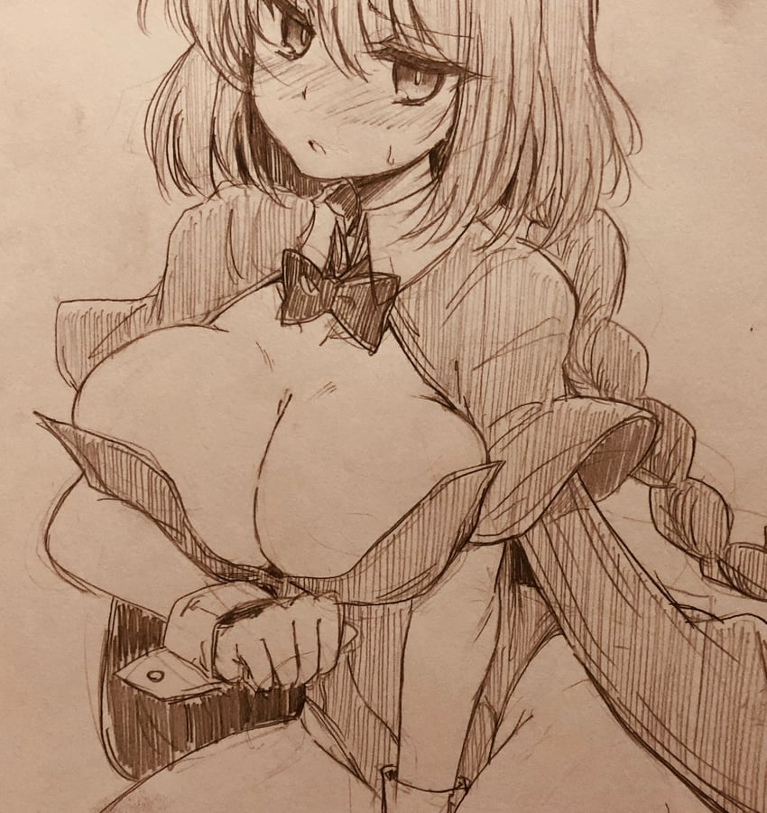 东方Project、东方Project (PC-98)、冈崎梦美 1名女孩 替换服装 脸红 辫子 乳房