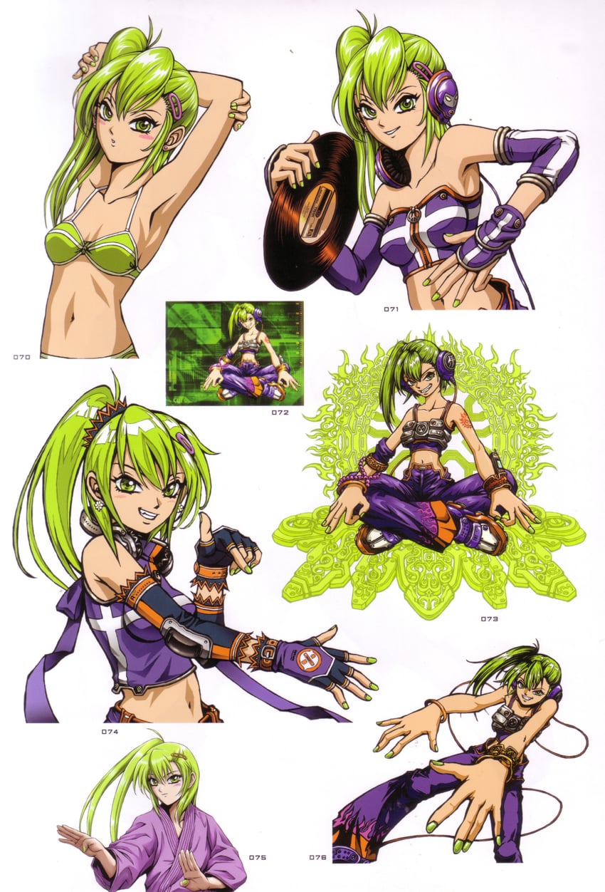 Beatmania IIDX、beatmania iidx 4th style、Bemani 1名女孩 比基尼 蓝色手套 蓝色裤子 蓝色抹胸