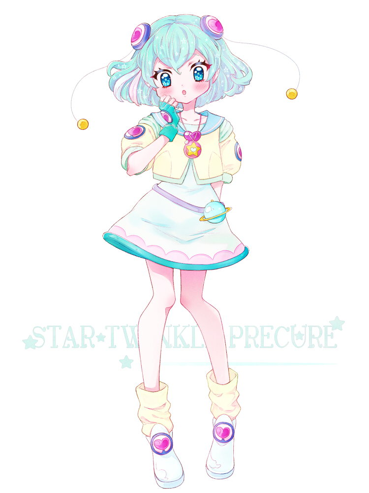 光之美少女、Star☆Twinkle 光之美少女、羽衣拉拉 1名女孩 踝靴 触角 水色瞳 水色发