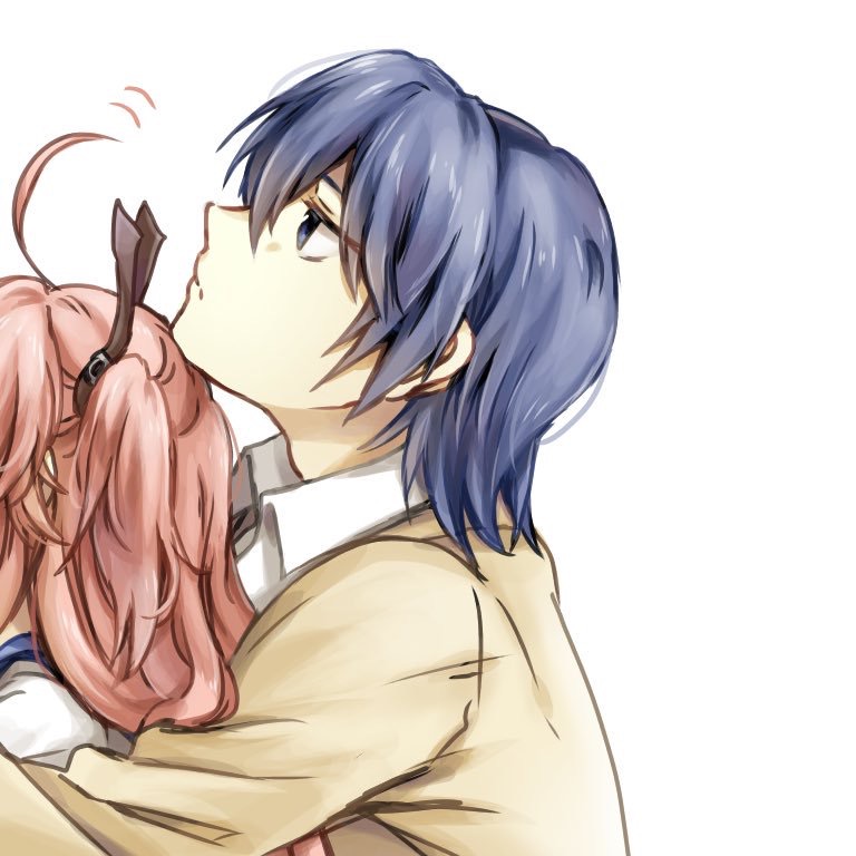 Angel Beats!、日向秀树、由依 (Angel Beats!) 1名男孩 1名女孩 呆毛 蓝眼 蓝发