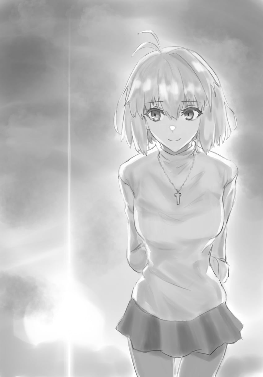 月姬、月姬 (重制版)、爱尔奎特·布伦史塔德 1名女孩 手放在背后 双手背在身后 乳房 面向观众