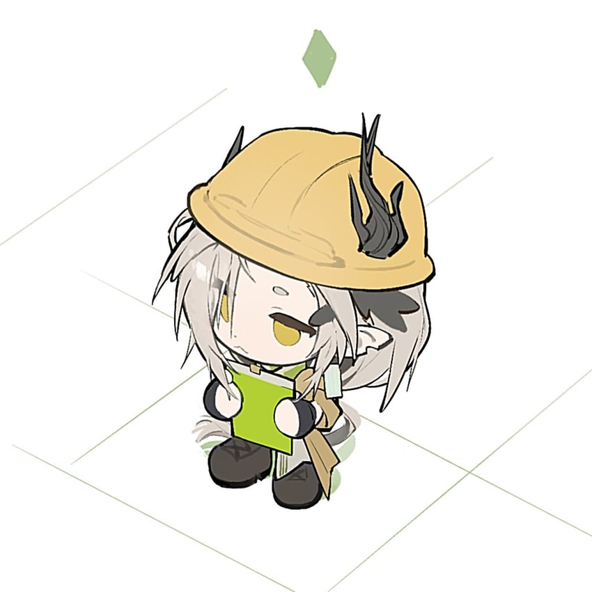 明日方舟、娜斯提 (明日方舟) 1名女孩 :< 黑鞋 Q版 写字板