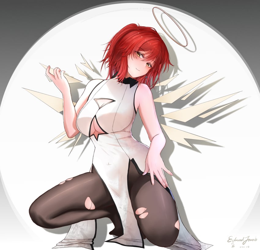 明日方舟、能天使 (明日方舟)、能天使 (新约) (明日方舟) 1名女孩 异形乳量 (大) 作者名 裸臂 露肩