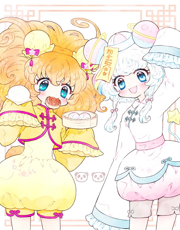 魔法使光之美少女！、光之美少女、Star☆Twinkle 光之美少女 2名女孩 金发 蓝眼 发髻罩 旗袍