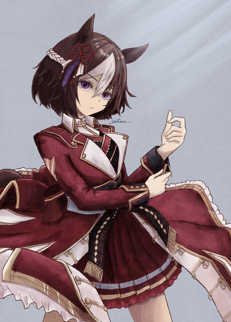 赛马娘、特别周 (日之本总大将) (赛马娘)、特别周 (赛马娘) 1名女孩 整理衣袖 兽耳 乳房 棕发