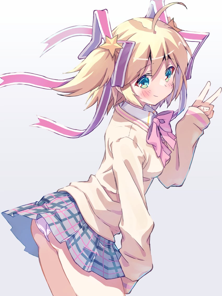 Little Busters!、神北小毬 1名女孩 水色瞳 屁股 金发 蝴蝶结