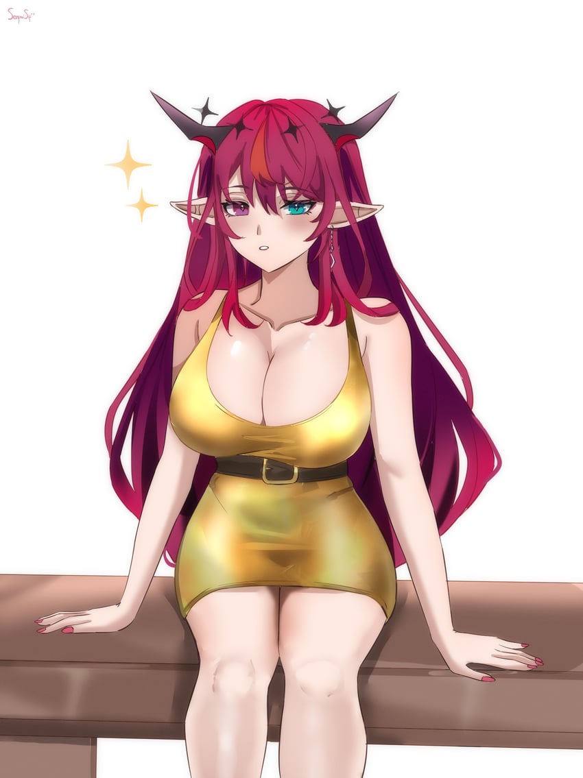 Hololive、Hololive英语、IRyS (Hololive) 1名女孩 替换服装 黑色光环 黑角 蓝眼