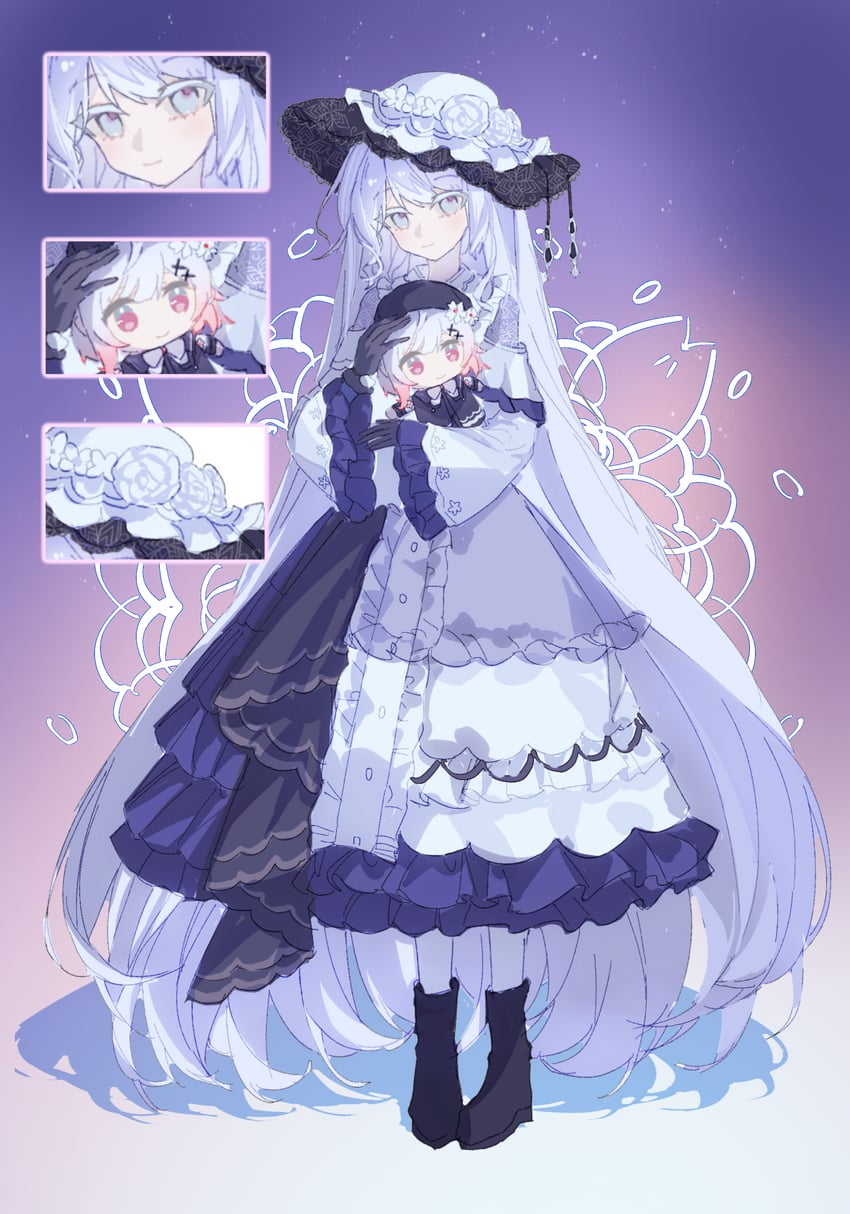 魔法少女的小镇审判、樱庭绘麻、月城雪 1名女孩 荒谬的长发 黑色靴子 黑色手套 靴子