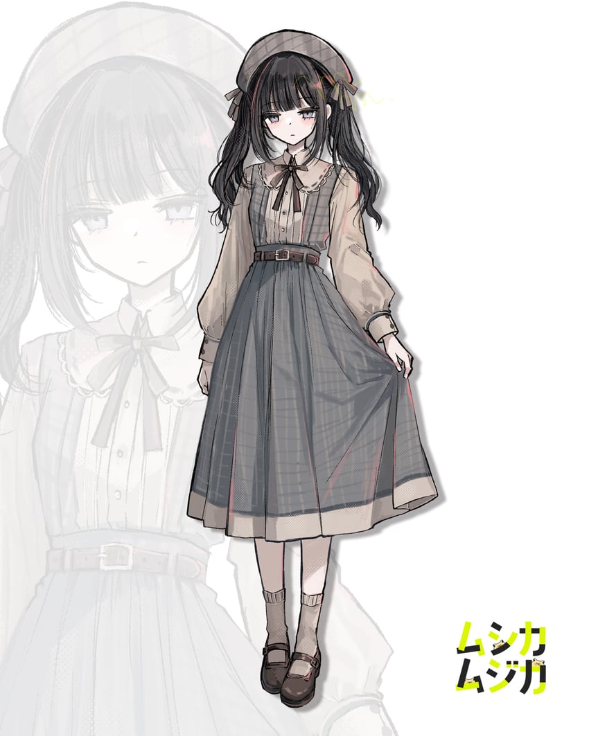 魔法少女的小镇审判、黑部奈乃花 1名女孩 替换服装 腰带 贝雷帽 黑色皮带