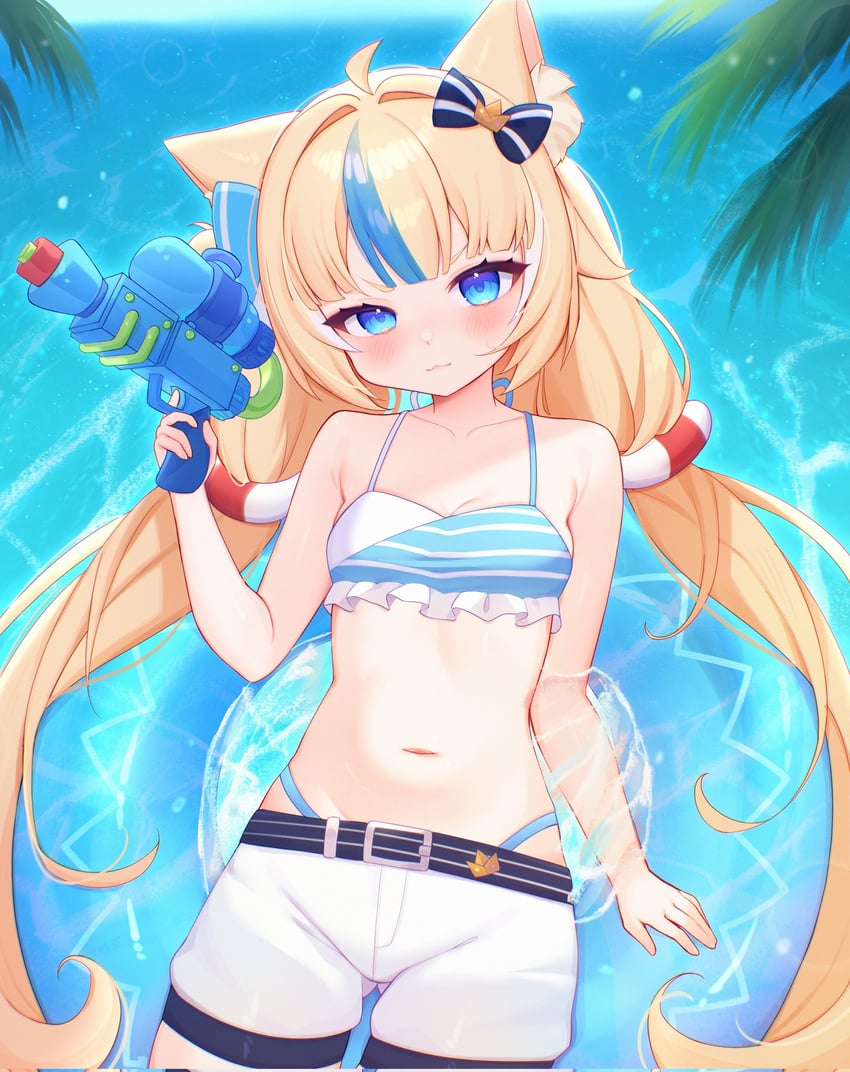 个人势虚拟主播、Sameko Saba、Sameko Saba (第一套服装) 1名女孩 猫脸笑 呆毛 兽耳毛 兽耳