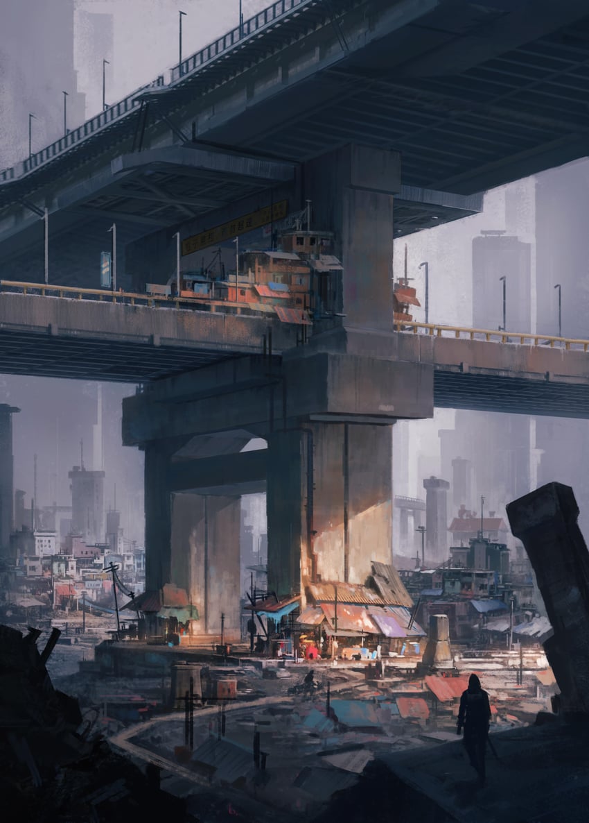 原创 1个其他角色 性别不明 建筑物 白天 高架公路