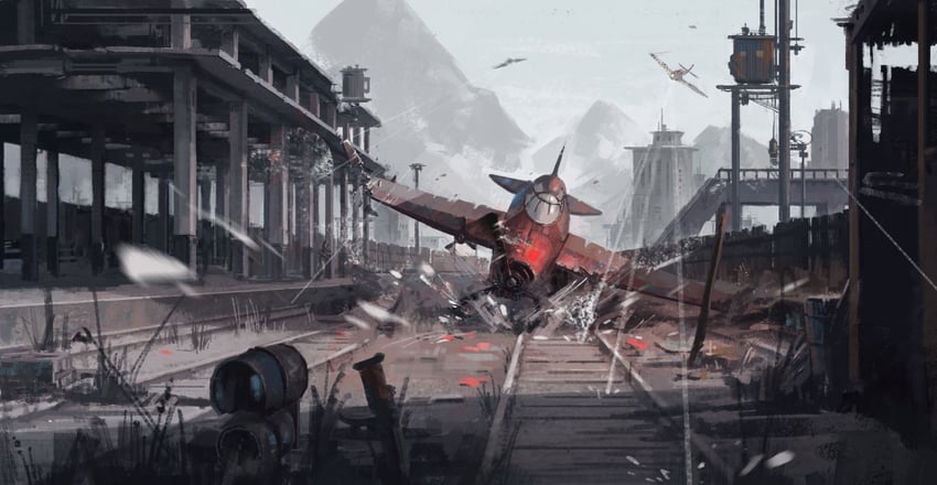原创 空战 飞行器 飞机 战斗 建筑物