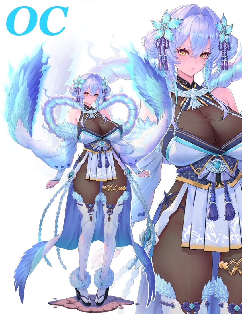 原创 1名女孩 黑鞋 蓝花 全身袜 乳房