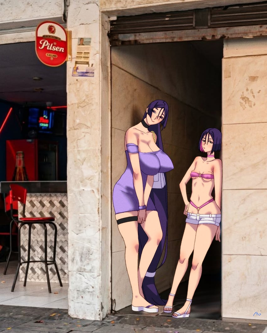 Fate/Grand Order、Fate/Samurai Remnant、Fate系列 2名女孩 荒谬的长发 露肩 脸红 乳房