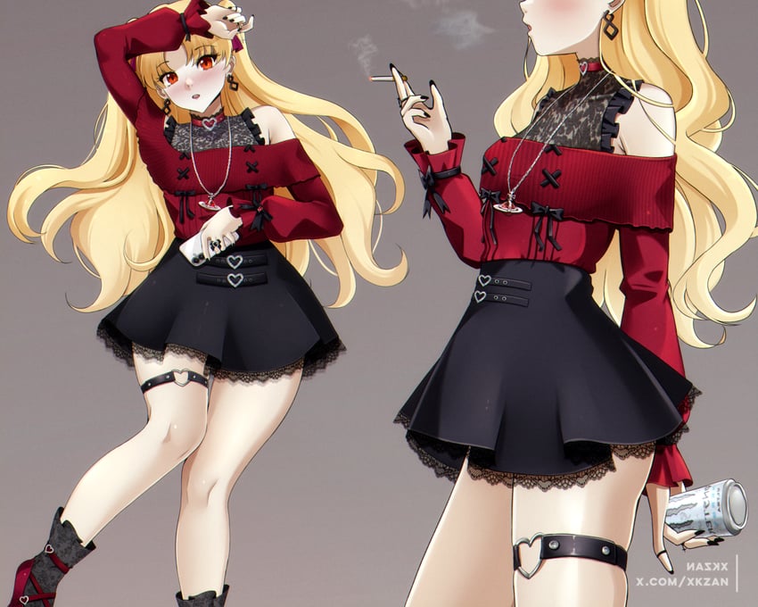 Fate/Grand Order、Fate系列、艾蕾什基伽尔 (Fate) 1名女孩 替换服装 作者名 指缝 黑色蝴蝶结