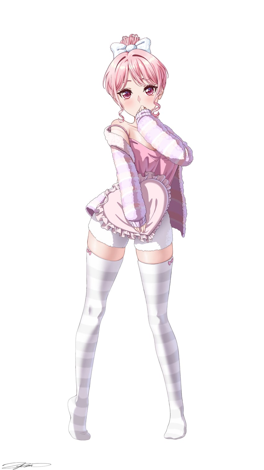 BanG Dream!、少女乐团派对！、丸山彩 1名女孩 替换服装 不同发型 露肩 蝴蝶结