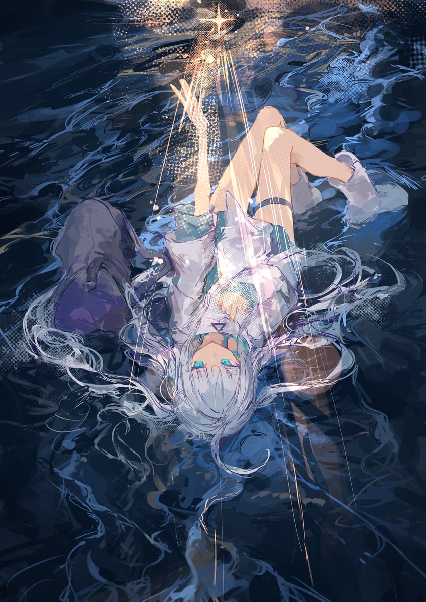 原创 1名女孩 呆毛 水色瞳 包 靴子