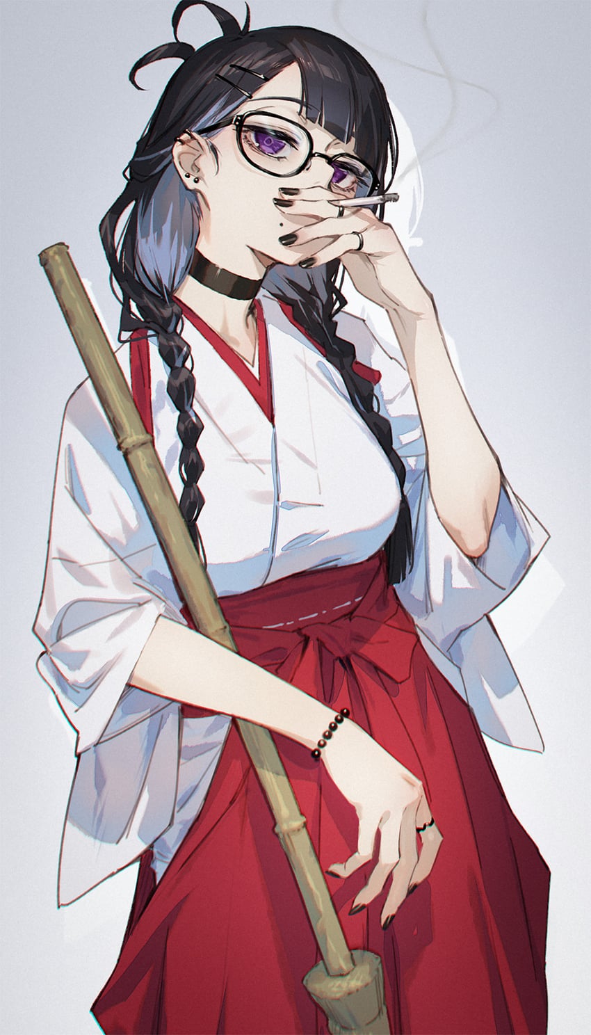 原创、神乐坂芽衣 (冬野友希) 1名女孩 珠子手链 珠子 黑色项圈 黑发
