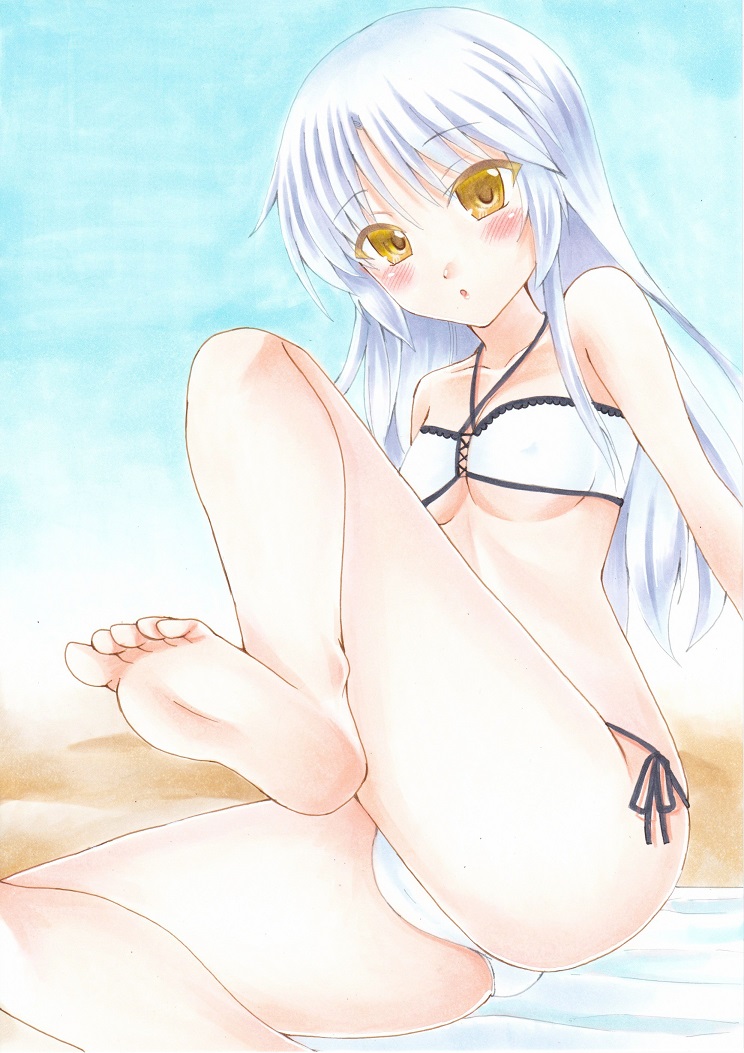 Angel Beats!、立华奏 1名女孩 惊讶 替换服装 裸腿 露肩
