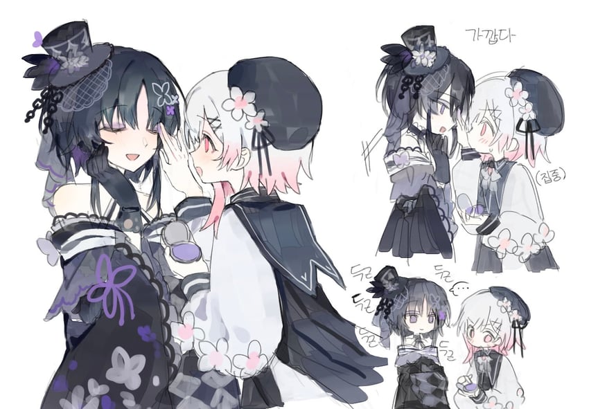 魔法少女的小镇审判、宝钟玛歌、樱庭绘麻 2名女孩 给别人化妆 正在化妆 露肩 贝雷帽