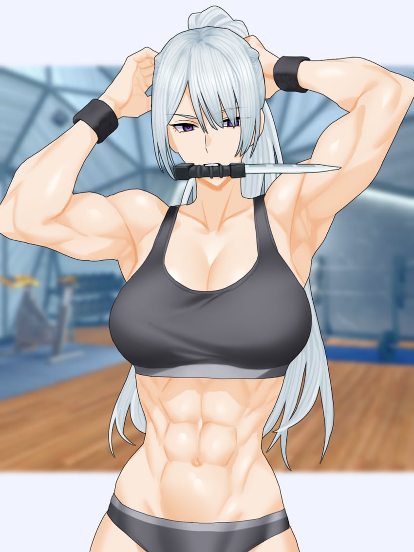 少女前线、AK-15 (少女前线) 1名女孩 黑色运动内衣 黑色运动内裤 乳房 乳沟